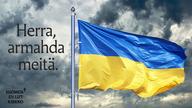 Ukrainan lippu ja rukous Herra armahda meitä